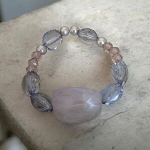 Handcrafted Glass Beaded Bracelet in Lavender and Silver